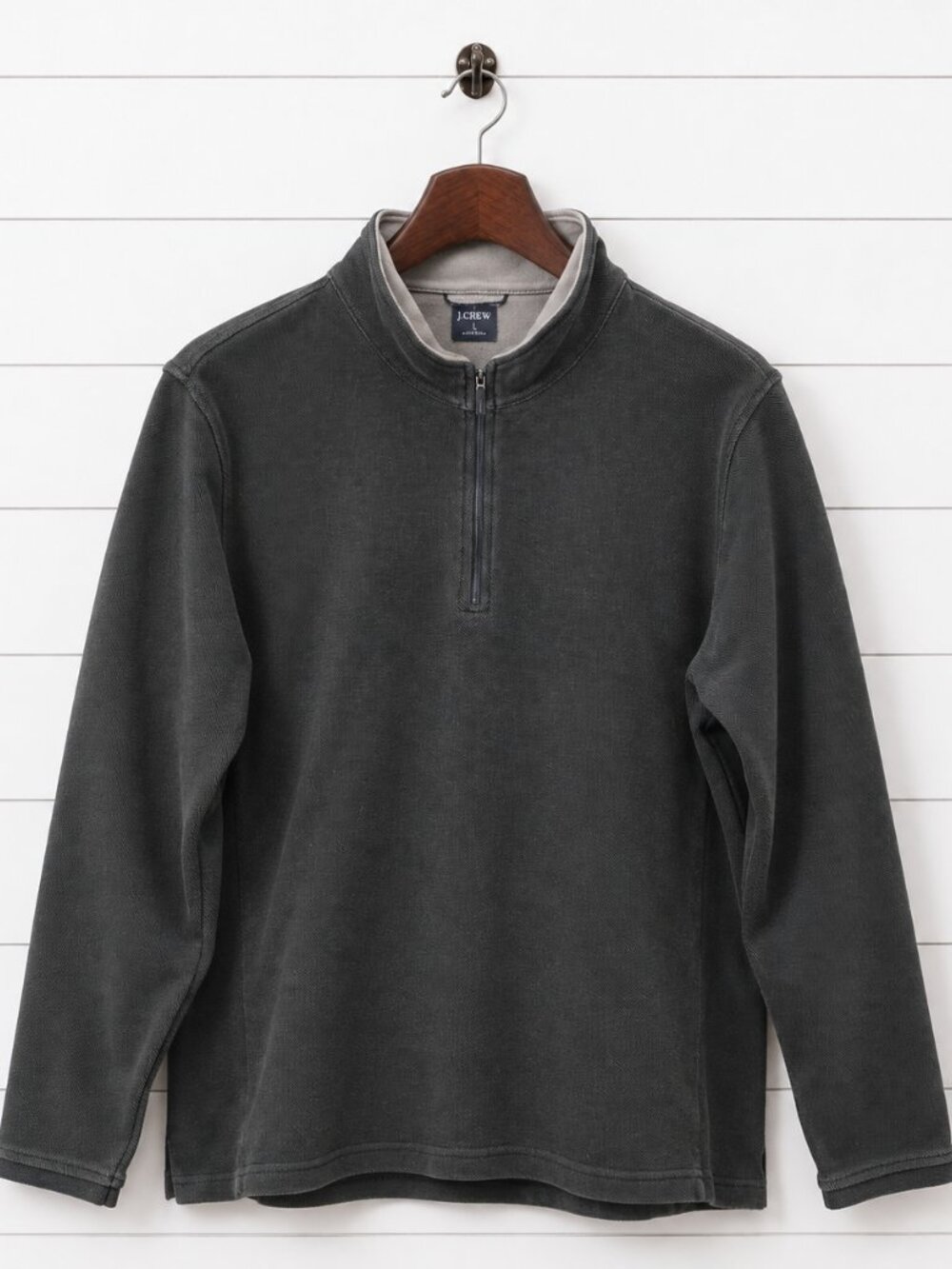 J.Crew Men’s Performance Quarter Zip Pullover Large Black COOLMAX UPF 50+